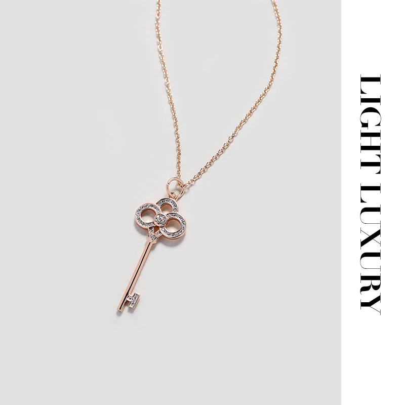 铜合金项链 213 钥匙项链镶钻 锁骨链女 设计感