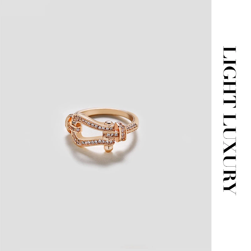 合金合成锆石戒指 046369 (V金工艺）马蹄戒指镶钻 女