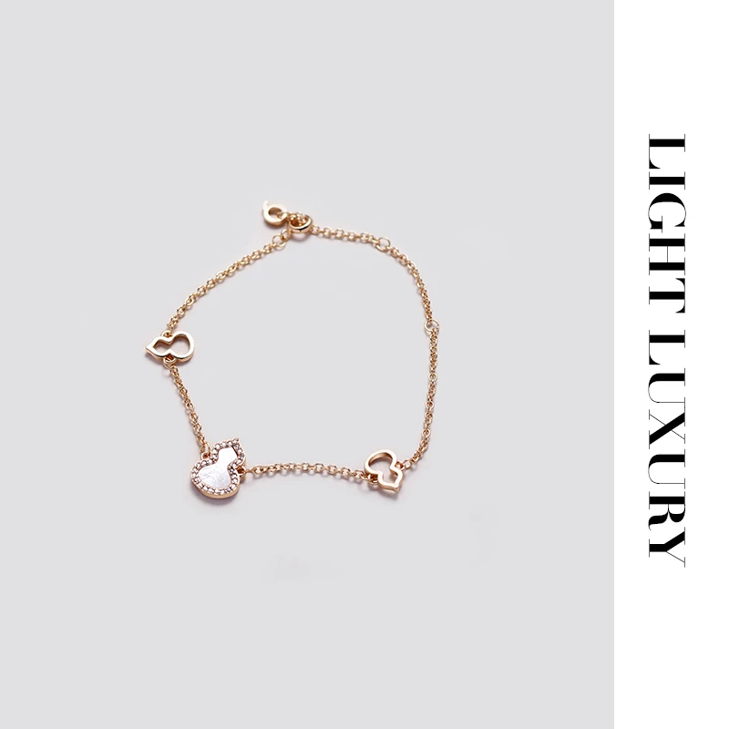 合金合成锆石手链 335 V金工艺 葫芦手链 白 女 设计感