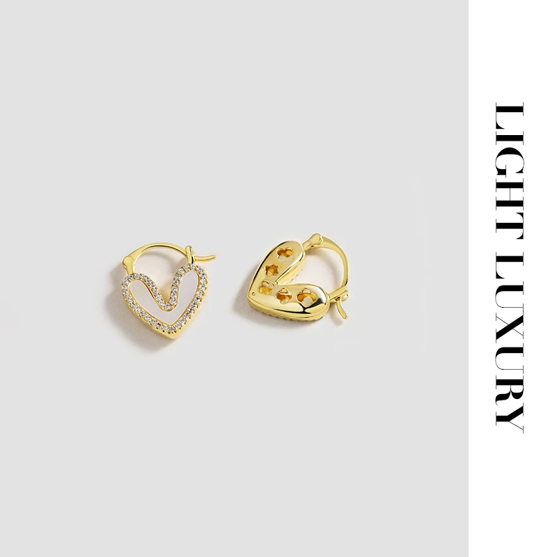 0632363爱心耳钉耳扣气质 贝壳 耳环女