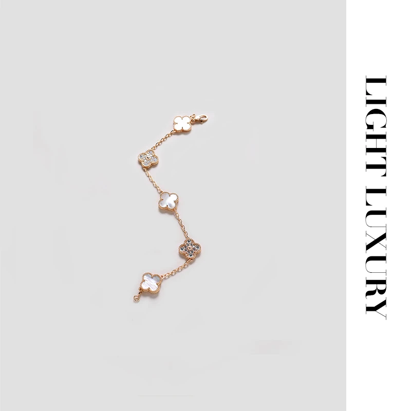 合成金属手链手链1051(V金CNC）白贝五花花花三加二手链气质女