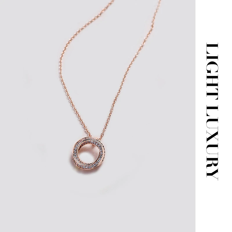 合金项链 440 V金工艺莫比斯环 镶钻项链 女 设计感