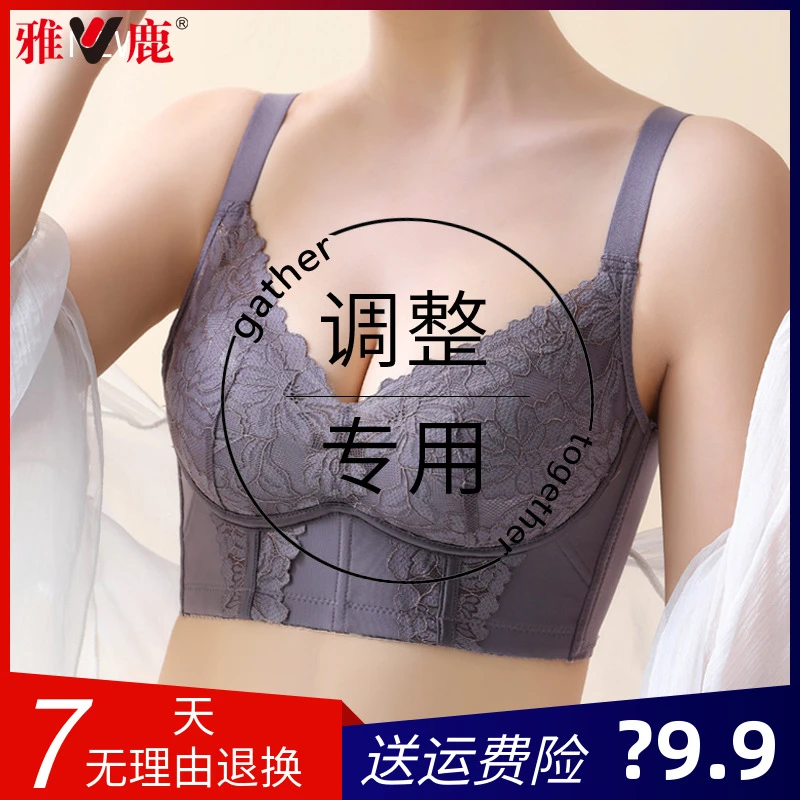 【雅鹿】蕾丝金线小胸聚拢上托防下垂防外扩收副乳调整型女士内衣