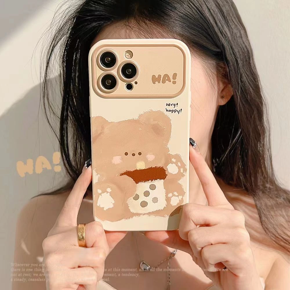 奶茶小熊适用苹果15pro14手机壳iphone13/12女11华为vivo小米oppo