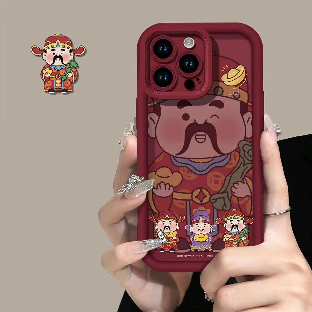 福气财神适用苹果15pro14手机壳iphone13/12女11华为vivo小米oppo