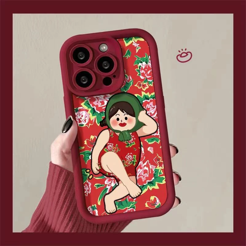 二郎腿花适用苹果15pro14手机壳iphone13/12女11华为vivo小米oppo
