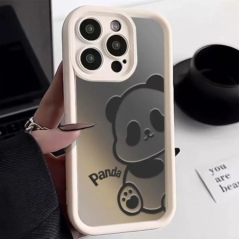 超萌熊猫适用苹果15pro14手机壳iphone13/12女11华为vivo小米oppo