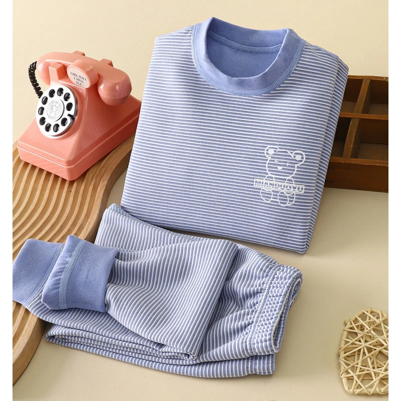 巴拉优选德绒儿童保暖内衣套装秋冬男童加绒秋衣秋裤女童打底宝