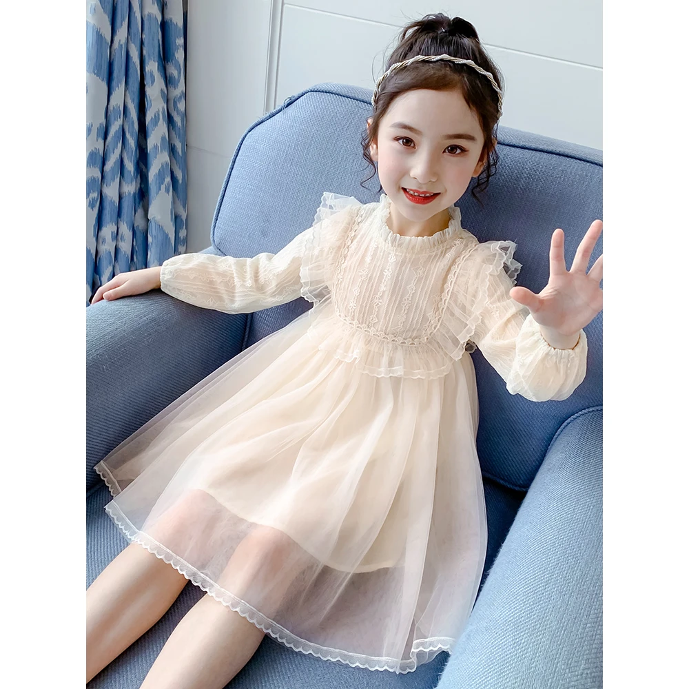 巴拉优选女童连衣裙春装2024新款洋气女孩秋天蓬蓬纱裙公主裙春