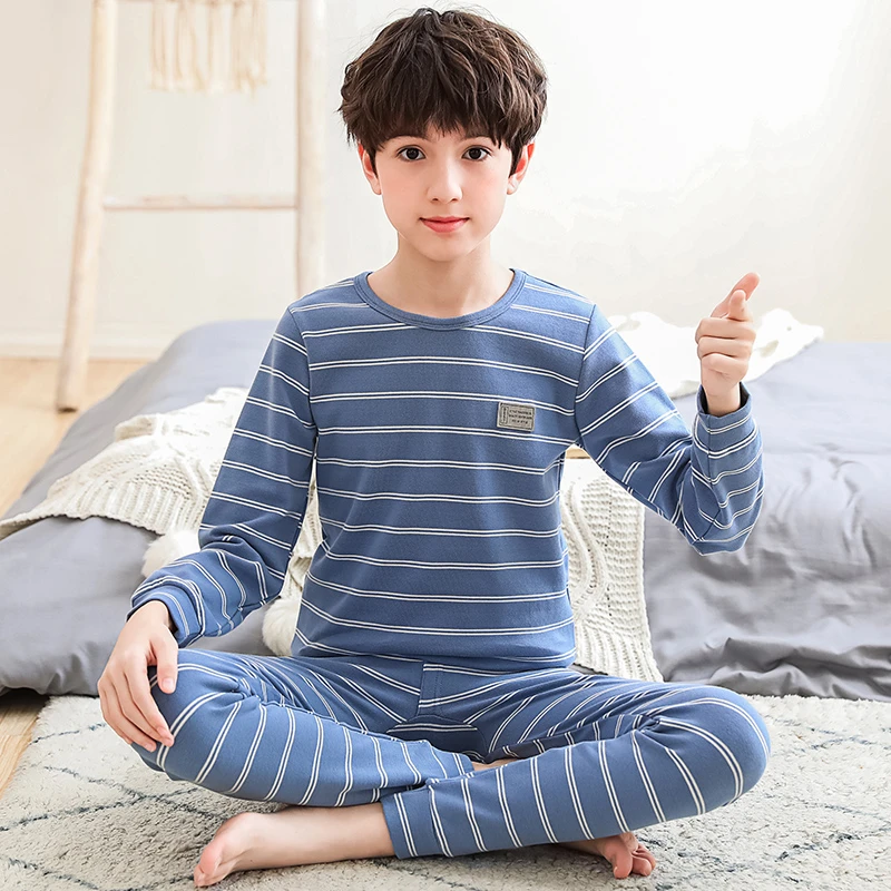 巴拉优选儿童保暖内衣套装纯棉男童秋衣秋裤全棉中大童棉毛衫男