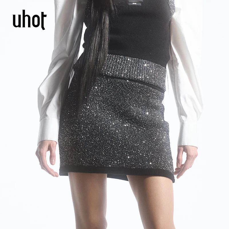 uhot黑银色短裙UWFW1Q100