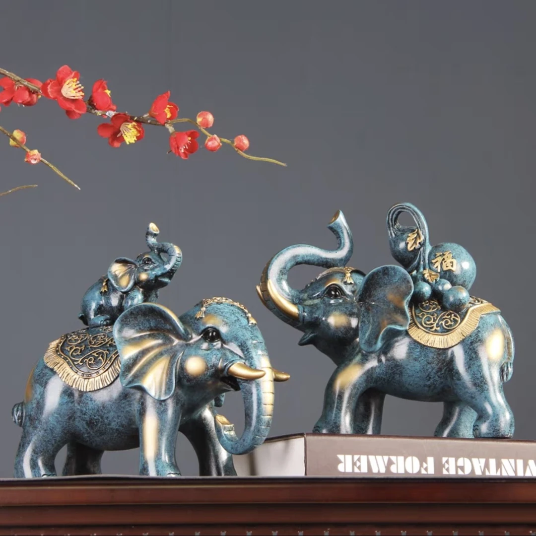 幸福之家吉祥如意福象摆件高档客厅电视柜玄关高档送礼佳品中式