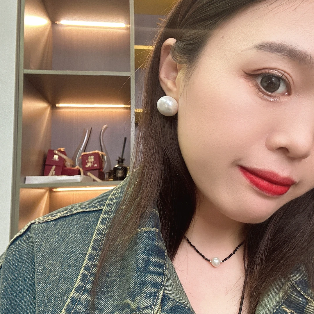 钛钢亚克力耳饰 大珠珠耳饰奢华时尚百搭