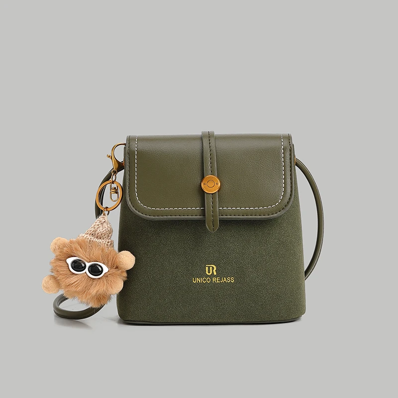 【工厂直销】梧桐绿扣式水桶包百搭单肩斜跨包nk-60009-17