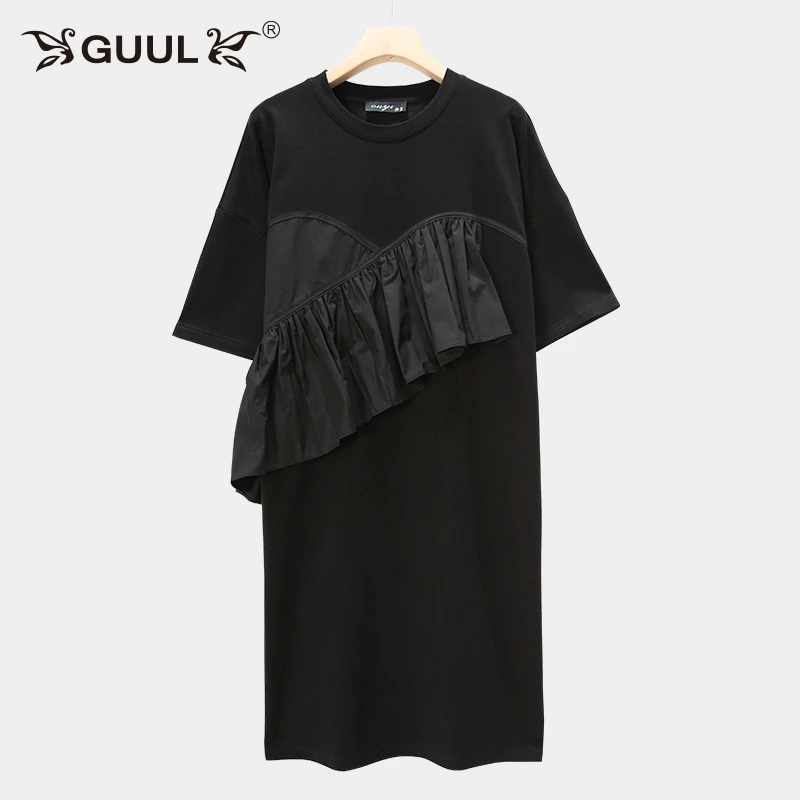 【吴姐定制】Q686新款气质显瘦遮肉短袖连衣裙