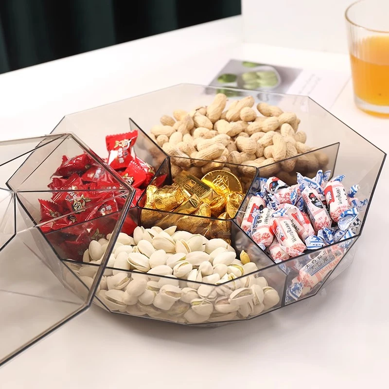 干果盘家用2024新款糖果盒客厅茶几简约现代水果盘子带盖零食分格