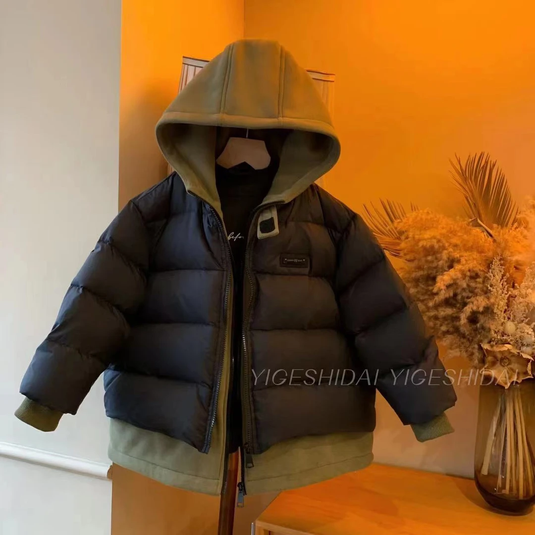 【一歌时代】B假两件羽绒服韩版加厚白鸭绒中大童连帽90绒YG5593