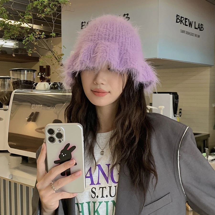 【LISHU】毛绒帽子女秋冬季韩版显脸小加厚保暖护耳网红针织帽百搭