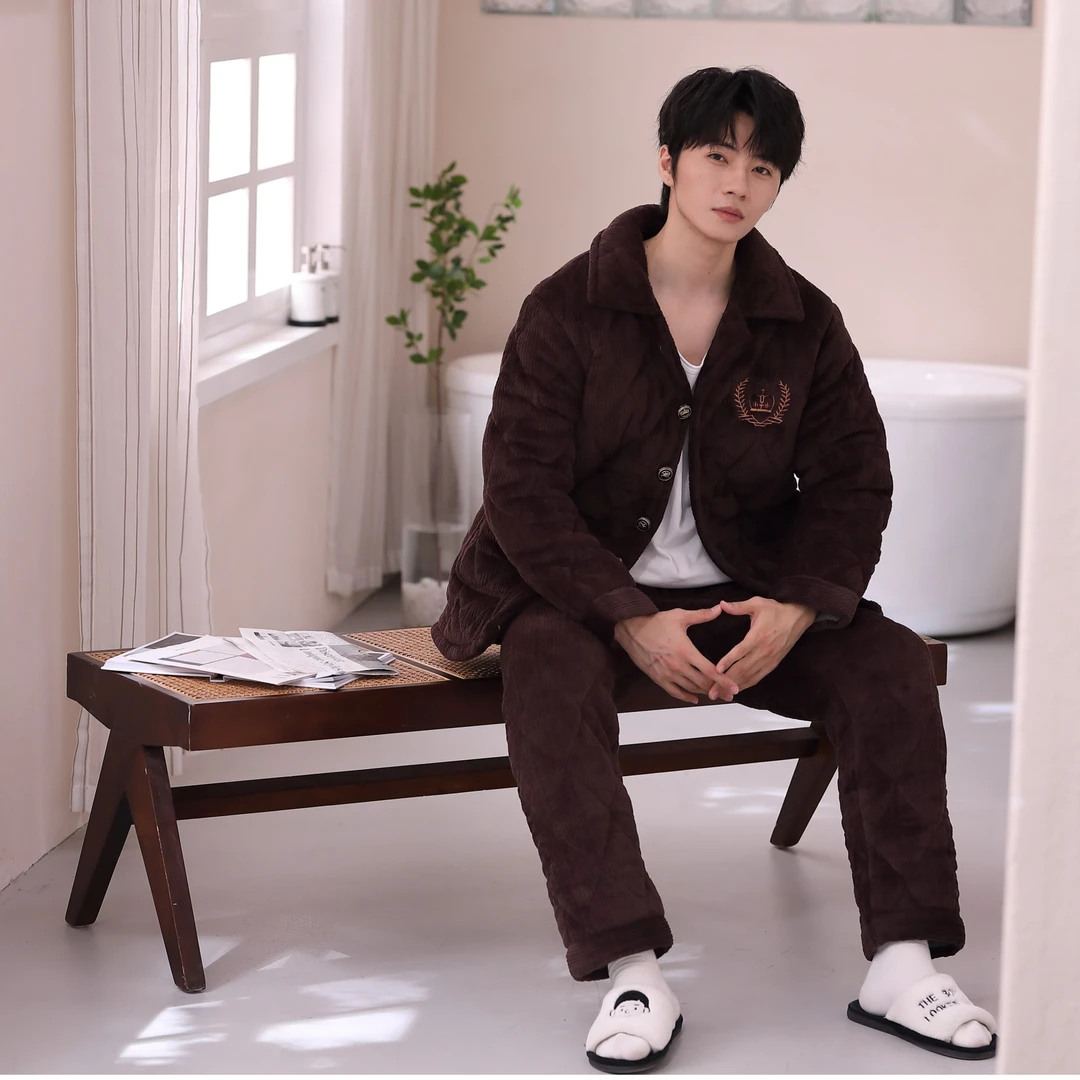 【断码捡漏】2315冬季男三层加厚加绒夹棉睡衣家居服