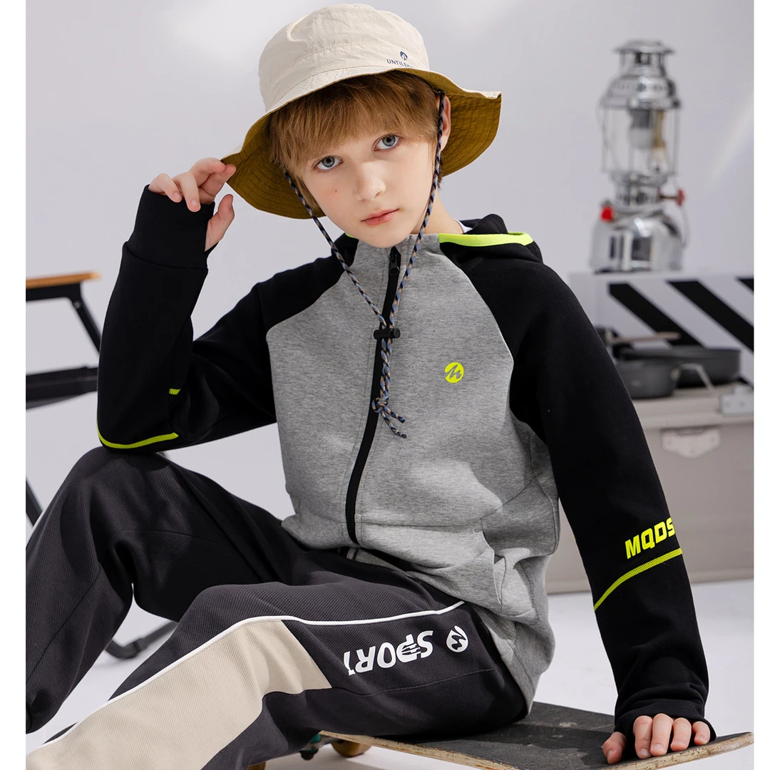 MQD童装男童女童外套春秋装中大童运动连帽户外防风开衫TT4310801