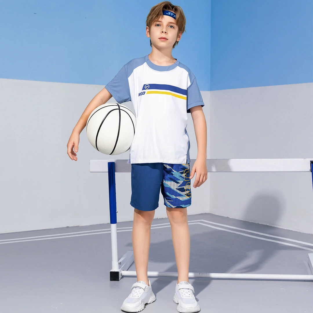 MQD24夏季新款童装男童运动假两件短裤篮球服短裤9642T1506
