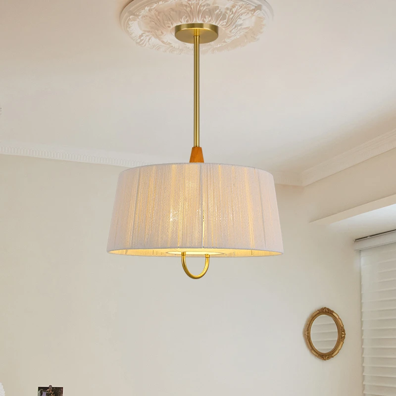 中古棉麻绳编织灯美式复古卧室民宿布艺氛围吊灯日式诧寂风餐厅灯