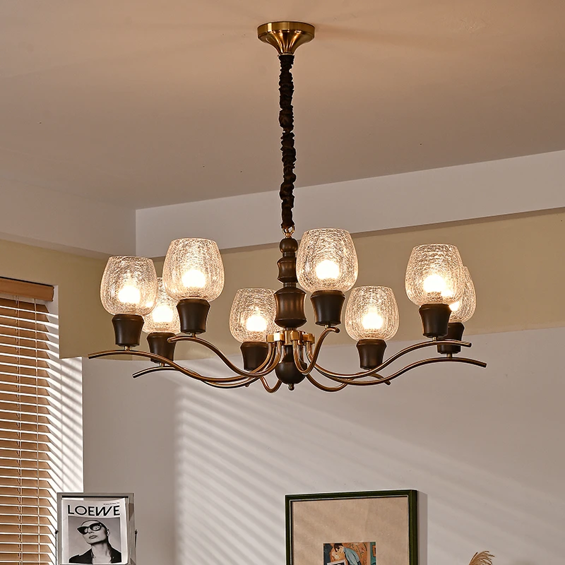 中古吊灯客厅主灯法式复古胡桃色实木卧室餐厅南洋风设计师灯具