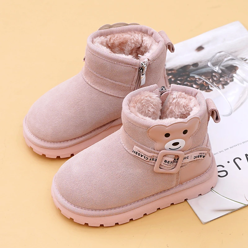 女童雪地靴儿童短靴加绒加厚保暖防水防滑韩版女童棉靴2023冬新款