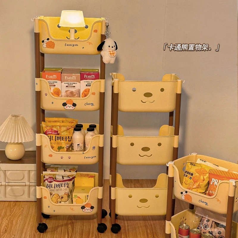 可爱多层置物架大容量落地玩具收纳小推车宿舍家用厨房可移动架子