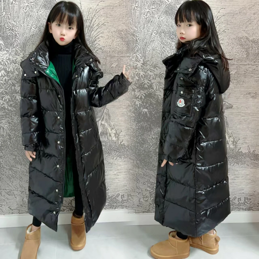 女童长款羽绒服冬装免洗2024新款网红中大儿童加厚过膝白鸭绒外套