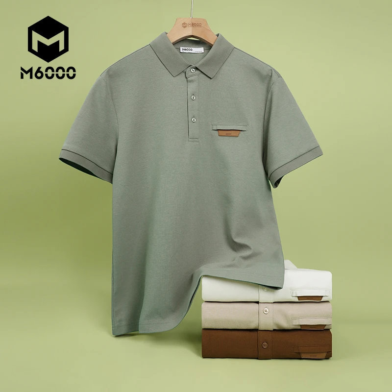 M6000男装POLO衫春夏季新款简约轻商务短袖休闲假口袋净色T恤上衣
