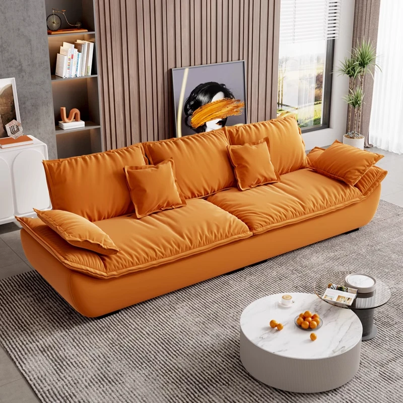 意式轻奢沙发客厅2024科技布沙发小型极简单人三人位直排帆船沙发