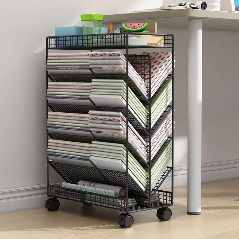 桌边书本置物架可移动整理书柜收纳架桌下书架学生课桌旁多层书架