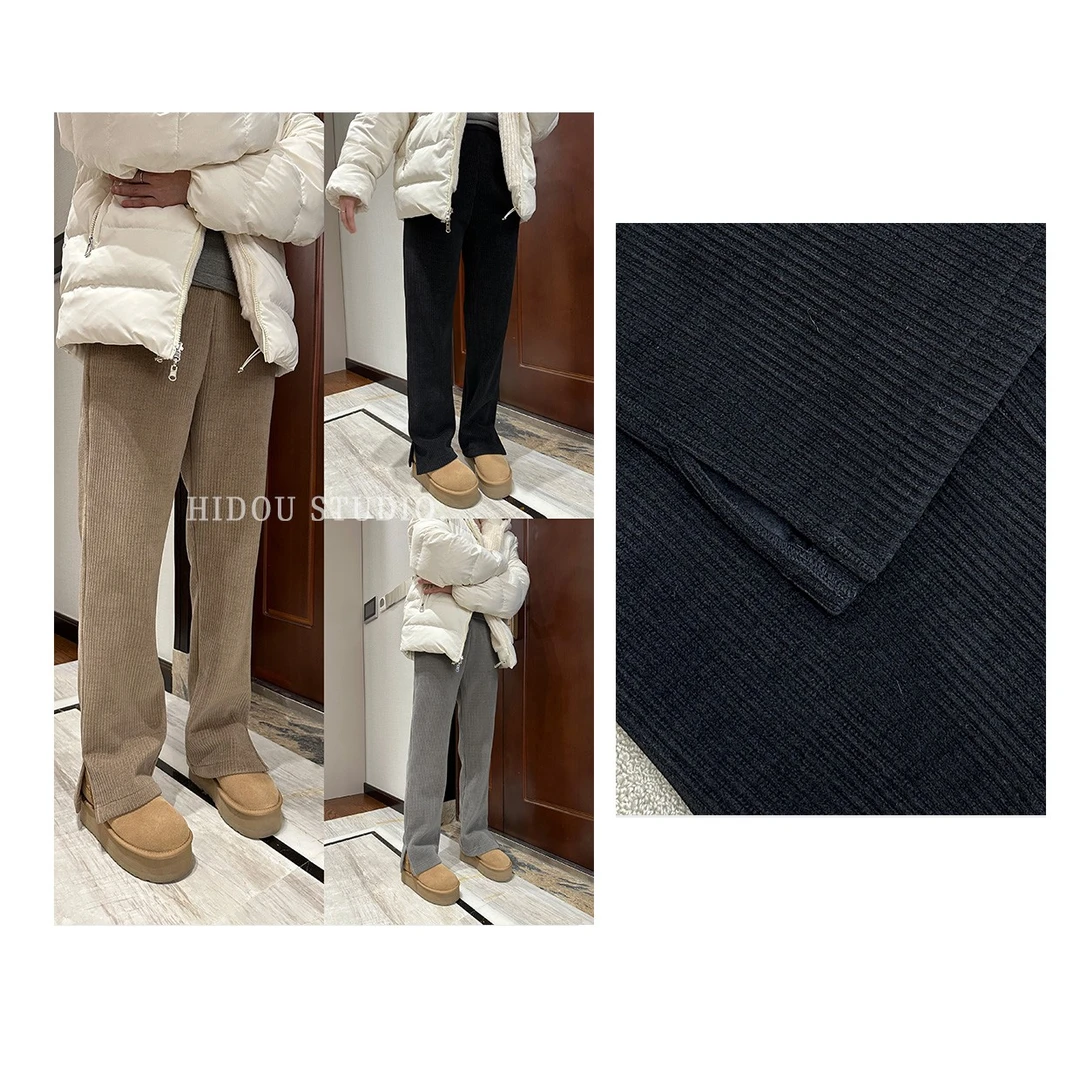 【痘痘私服】|【竹竿裤】慵懒复古显瘦加绒开叉直筒裤