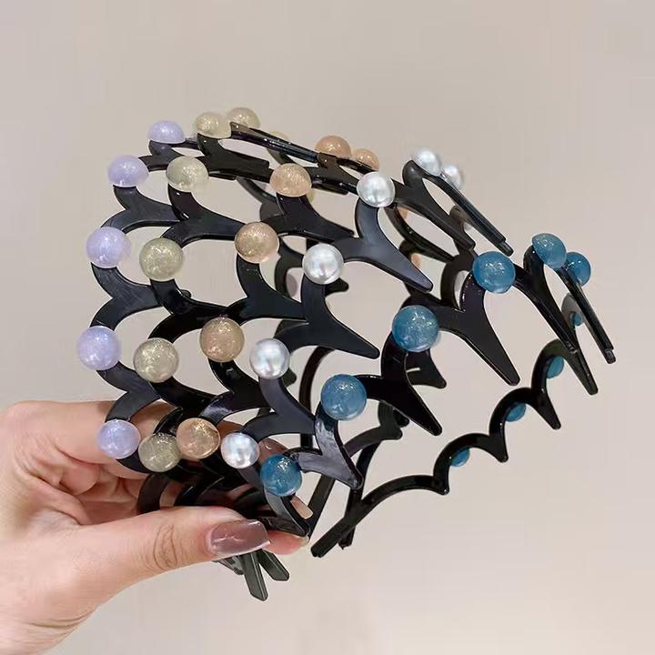 2024新款珠珠波浪发箍女百搭高颅顶头箍洗脸化妆多用压发卡头饰A