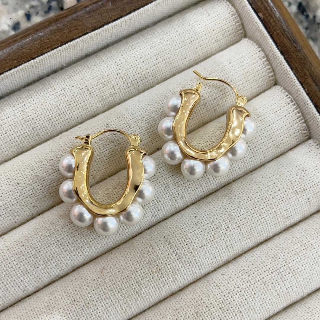 铜合金耳饰 洛，珠珠耳扣自留款气质百搭耳环