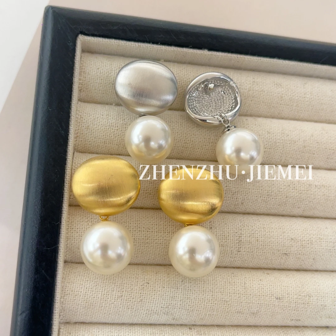 铜合金仿珍珠耳饰 （拉丝拼珠吊坠）耳钉