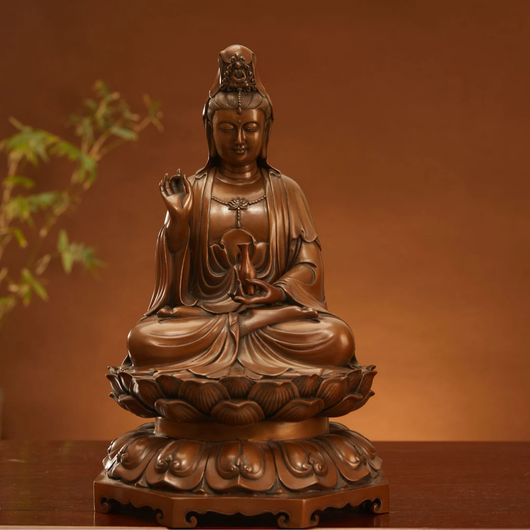 铜亨   纯紫铜观娘娘摆件  铜工艺品摆件