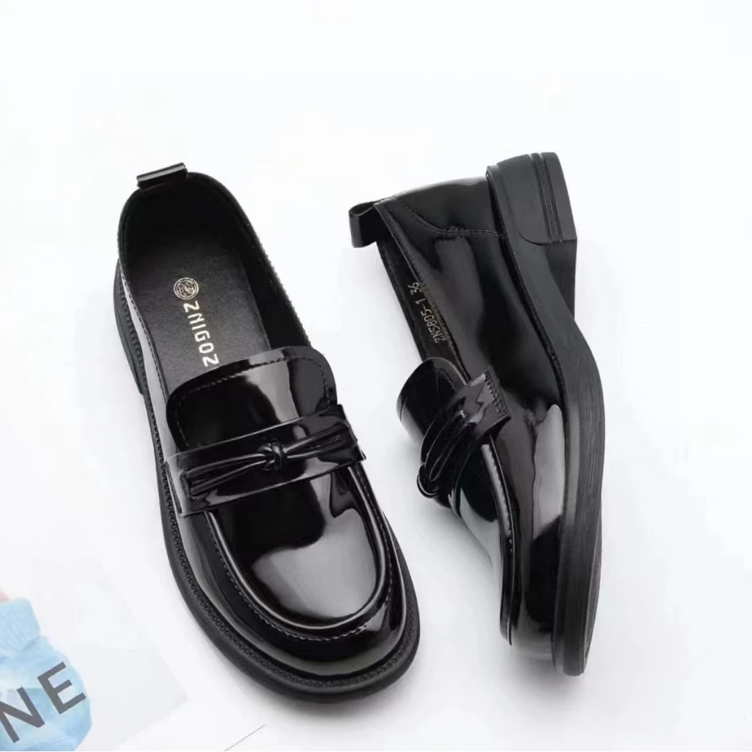 5805-1时尚单鞋百搭皮鞋春季女士软底软面舒适防滑女鞋真皮乐福鞋