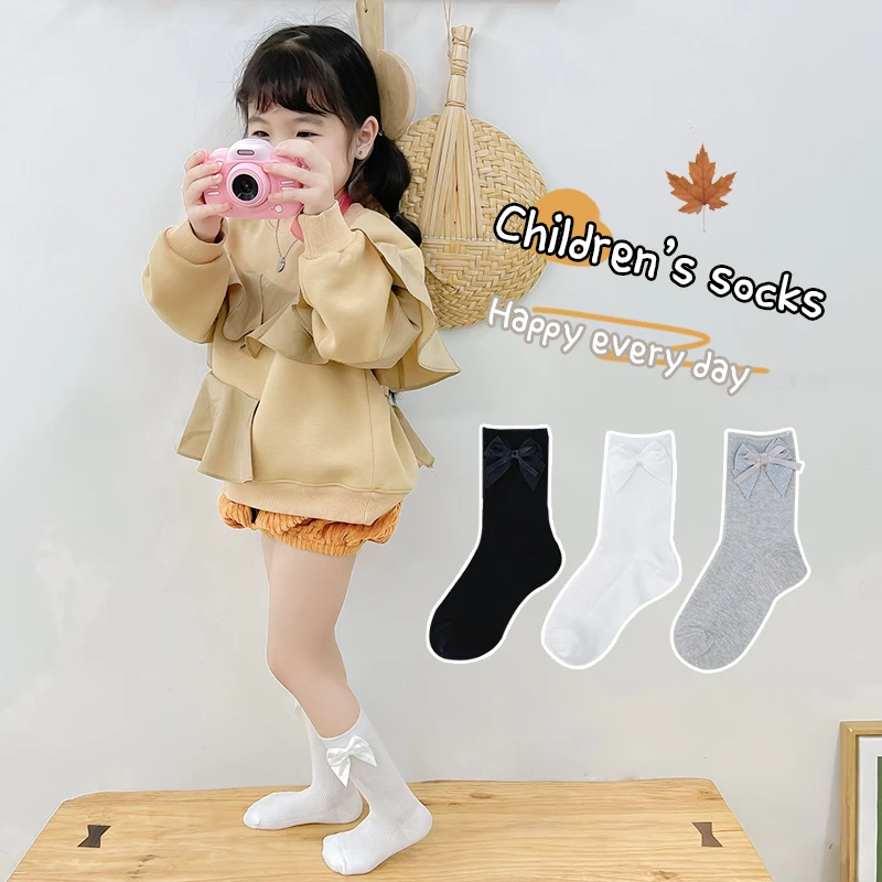 儿童春秋女宝舒适棉质甜美气质蝴蝶结饰品短袜袜子 NS561-1