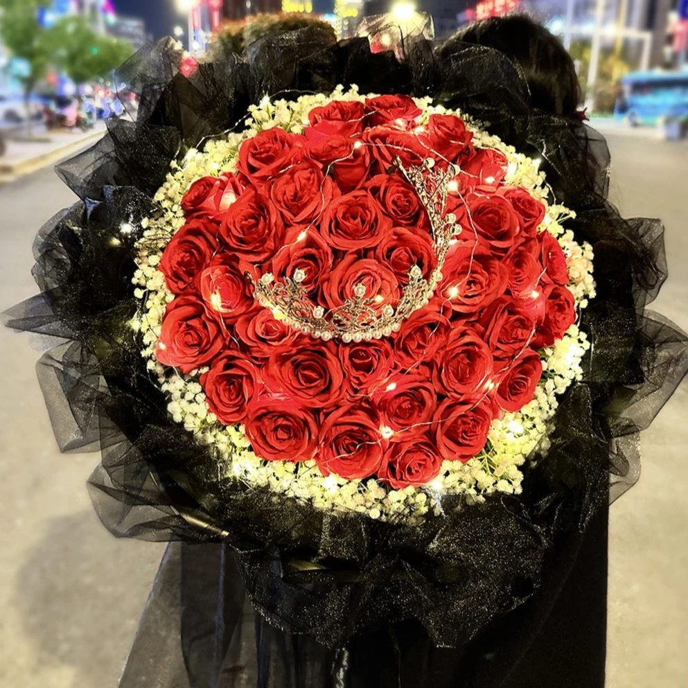 同城红玫瑰『33朵红玫瑰花束』送女友老婆爱人生日节日鲜花骑手专送