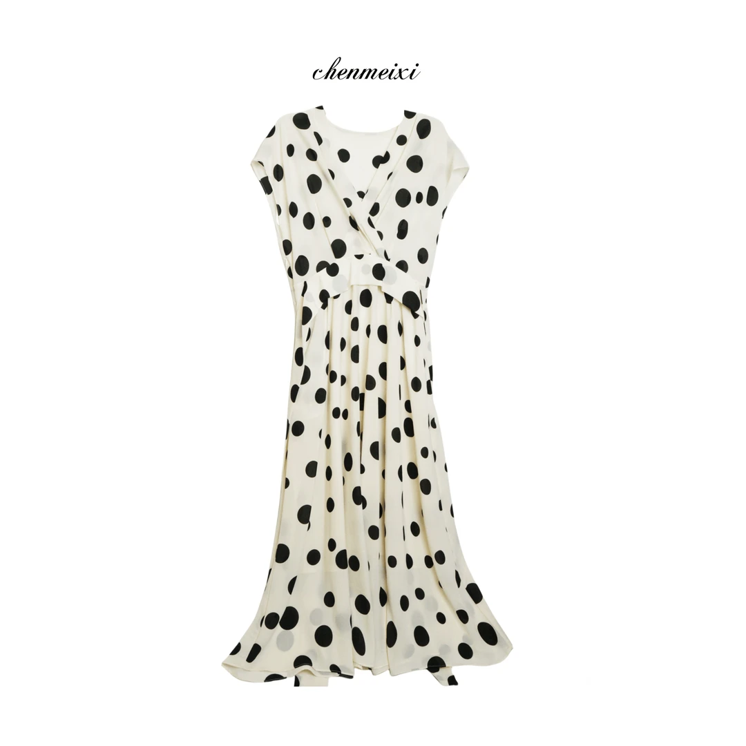 ChenYueTong【赫本】桑蚕丝复古波点连衣裙YLS-LYQ-0001