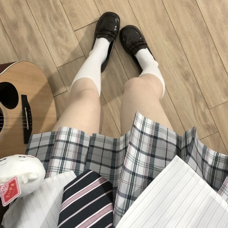 龙舌日落/本治高等原创灰绿格校供感jk格裙春夏百褶裙女a字半身裙