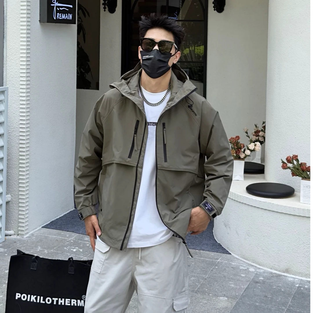 8851新疆包邮秋季新款情侣户外连帽宽松防风休闲男外套