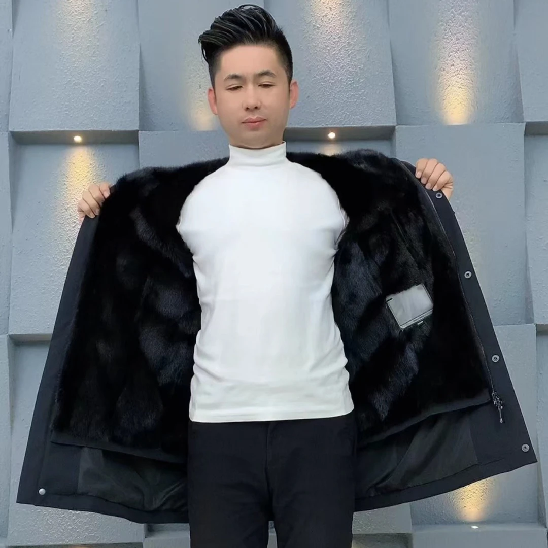 2213男士高端时尚休闲商务男款连帽可拆卸都市新风尚冬季保暖派克