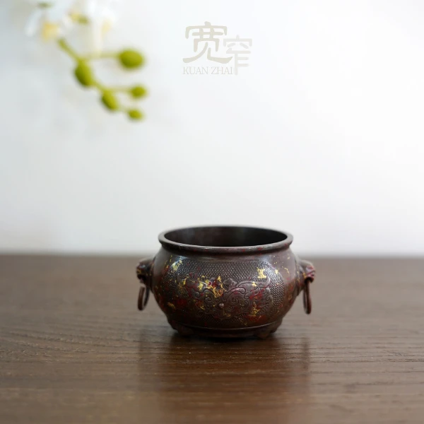 宽窄.双狮耳小香炉-红色 复古香炉点香器皿家用熏香炉香炉