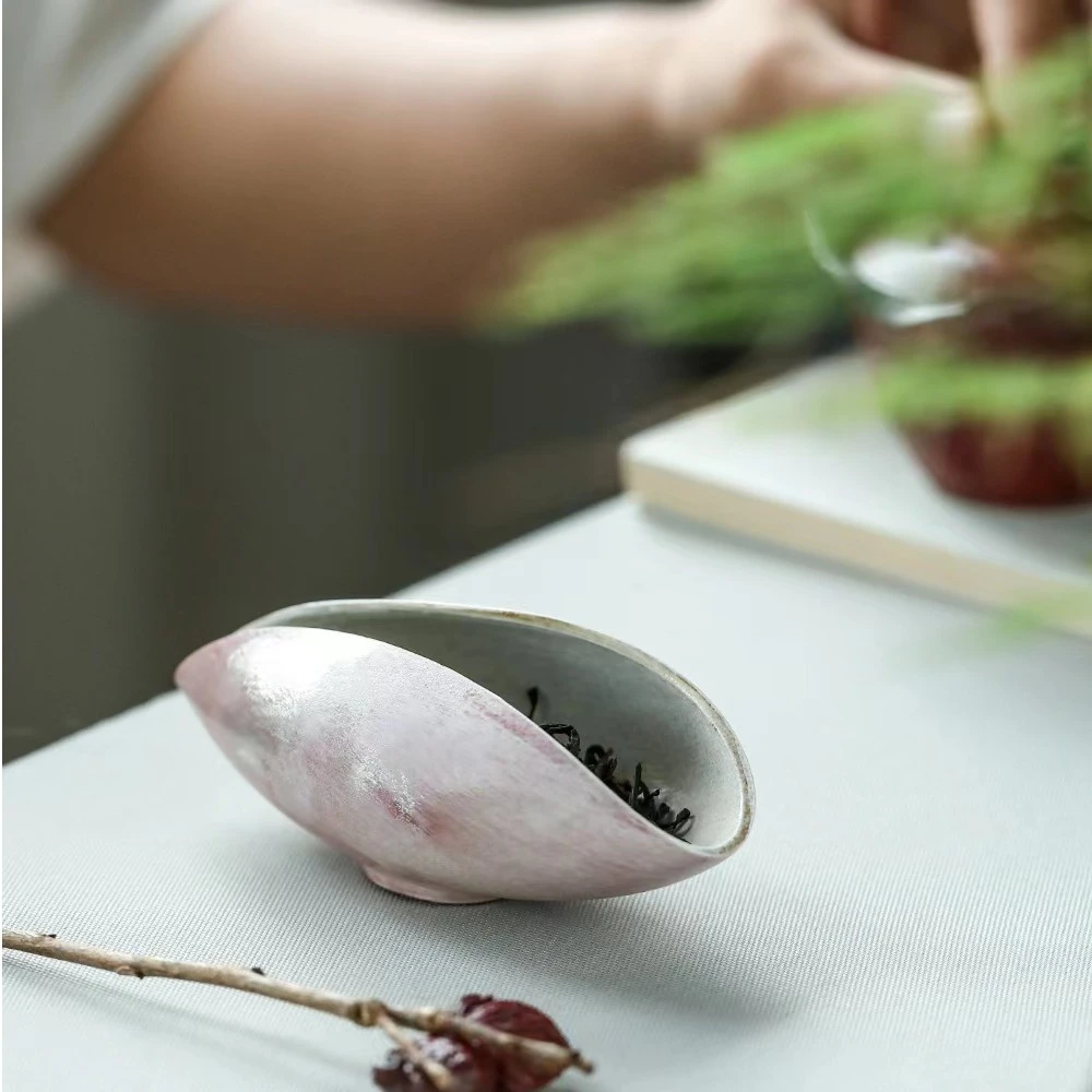 宽窄.鎏银-樱花粉茶则 陶瓷功夫茶茶具茶则茶匙具配件高档日式