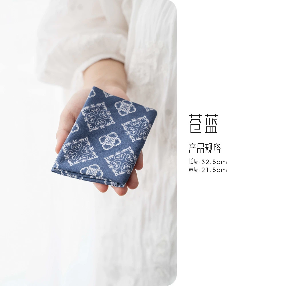 宽窄.唐团花丝绒洁方茶巾 茶布功夫茶具中式茶巾茶道零配便携茶巾