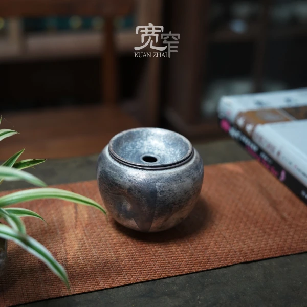 宽窄.斋居-银灰色建水 功夫茶具水盂茶盂茶渣缸家用陶瓷茶具配件