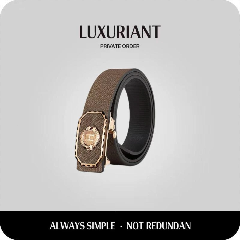 男士皮带贴皮无牙自动扣腰带字母青年商务休闲